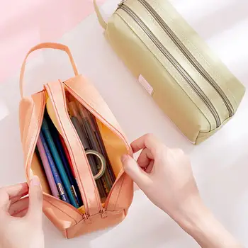

Zipper Large Capacity Stationery Storage Pen Bag Pencil Case Gift Large Capacity Zipper Closure Lightweight Double-layer Design