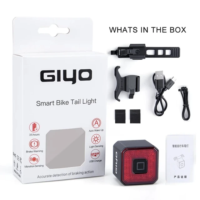 GIYO Bicycle Smart Brake Tail Light USB Charging Glare Tail Light Warning Light Mountain Bike Road Bike Bicycle Accessories 6