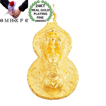 

OMHXFC Jewelry Wholesale PN429 European Fashion Hot Fine Woman Girl Party Birthday Wedding Gift PIXIU 24KT Gold Pendant Charm