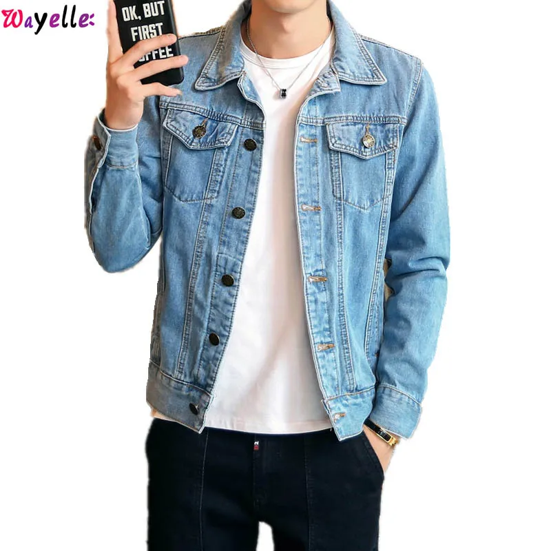 Classic Black Blue Jeans Jacket Men's Spring Autumn Casual Slim Fit Bomber Jackets Men Cowboy Denim Jacket Outwear M-4XL