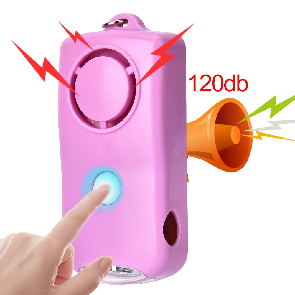 Girl Child Personal Security Alarm Self Defense 120db Elderly Keychain with LED Light Supplies | Безопасность и защита