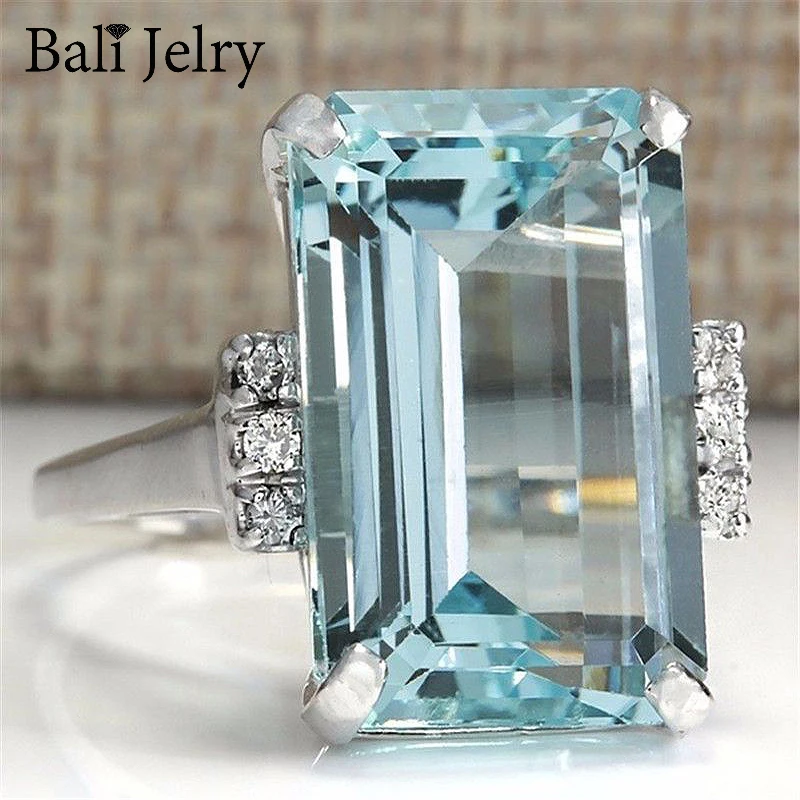 Bali Jelry Trendy 925 Silver Ring Rectangle Shape Sapphire Zircon Gemstone Jewelry Accessories Ring for Women Wedding Engagement Bali Jelry Trendy 925 Silver Ring Rectangle Shape Sapphire Zircon Gemstone Jewelry Accessories Ring for Women Wedding Engagement