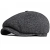 HT3747 Beret Men Women Autumn Winter Hat Octagonal  Cap New Warm Artist Painter Wool Beret Hat Male Female Flat Beret Cap 5