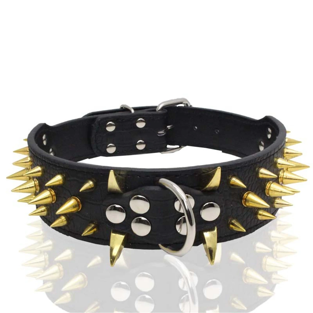 

Spiked Studded Small Large Dog Collar Rivet Accessory Hond Neck Strap For Puppy Necklace Leather PU Pitbull Bulldog Pet Supplies