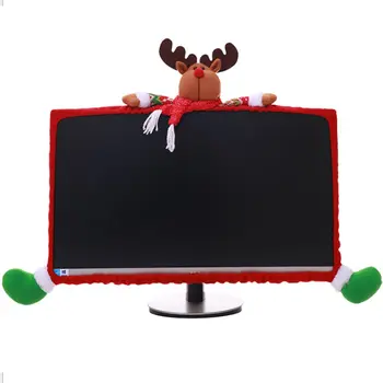

Happy Christmas Computer Dust-proof Covers 3D Cartoon Santa Claus Snowman Elk Non-Woven Computer Cases Home Decorations