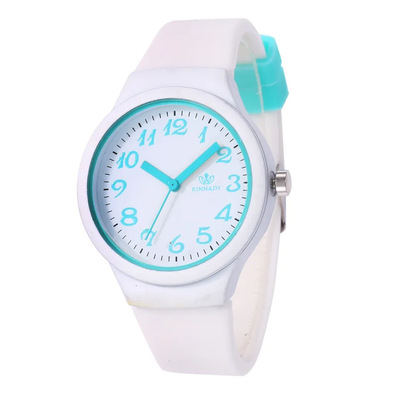 

Foreign Trade Hot Selling Candy-Colored Casual Fashion Women's Silicone Watch Simple with Numbers Measuring Students Quartz Watc