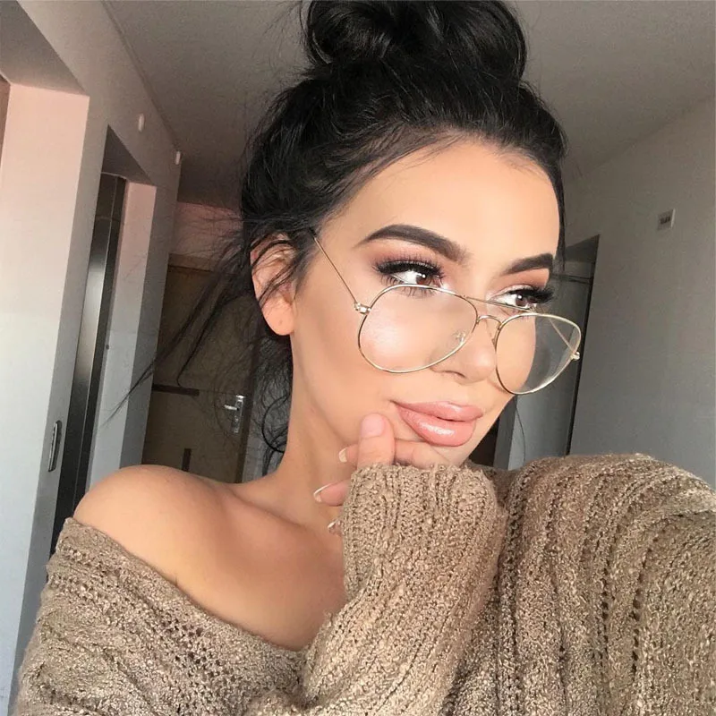

Hot Classic Clear Glasses Gold Frame Vintage Glasses Sunglasses Women Men Optical Aviation Eyeglasses Transparent Clear Oculos