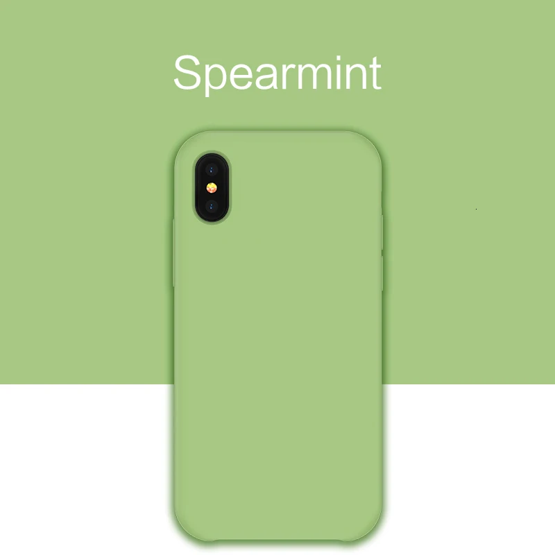 Силиконовый чехол для iPhone 11 Pro Max, однотонный жидкий силикон, бампер для iPhone XR XS 7 8 Plus Funda Coque - Цвет: Spearmint