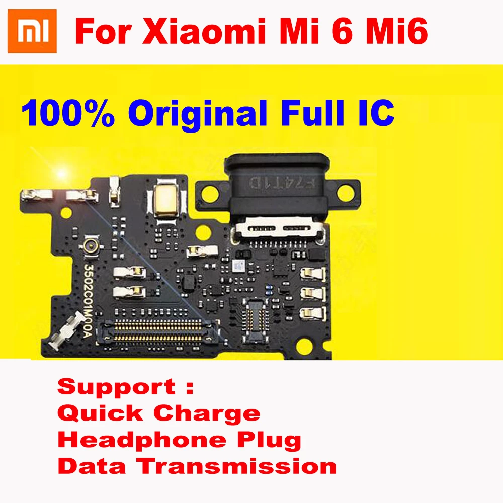 Original Best Full IC Microphone Module Headphone Plug USB Charging Port Charge Board Flex Cable Connector For Xiaomi Mi 6 Mi6