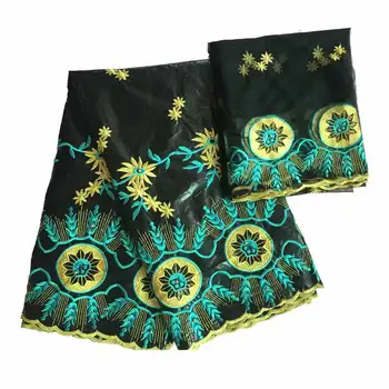 

New Black African Bazin lace fabrics Fashion Embroidery Bazin riche with Beads Nigerian bazin lace for Party Dress ! WX20902