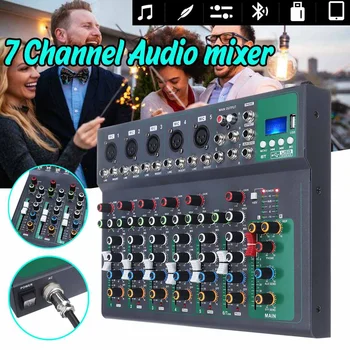 

EU/US 7 Channel bluetooth Digital Microphone Sound Mixer with USB DJ Sound Mixing Console Amplifier For Karaoke KTV Match Part