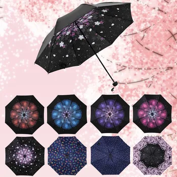 

Fasion Folding Automatic Printing Umbrella Inverted Inside Out Sun /Rain Women Umbrella 8 Ribs Strong Windproof Student Umbrella