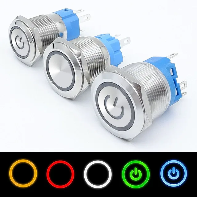 On Off PC Power Metal Waterproof Push Button Switch 12v for Car Ignition Switches Momentary/Latching NC 5V 220V 12 16 19 22 mm