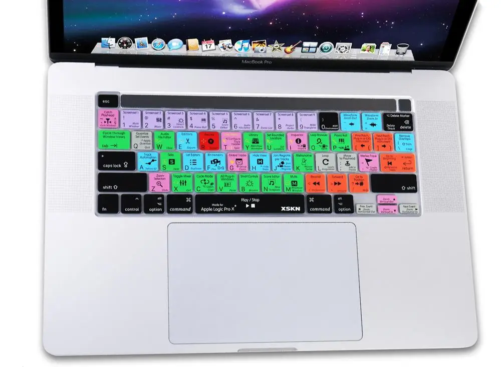 XSKN Logic Pro X English Shortcuts Keyboard Cover Skin for US Version 16 inch A2141 New MacBook Pro with Touch Bar & Touch ID