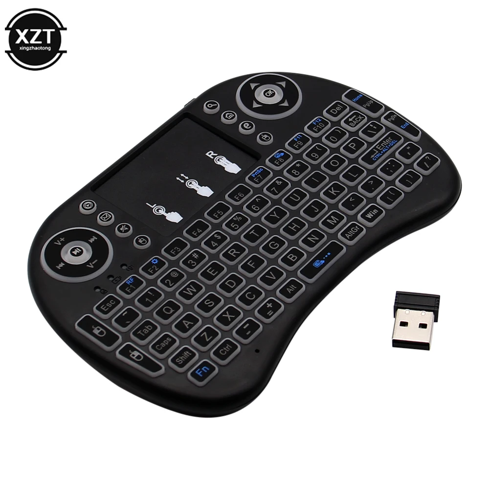 New I8 2.4G Mini Wireless Keyboard Backlit English Russian Air Mouse Touchpad Remote Control For Laptop TV BOX USB Receiver