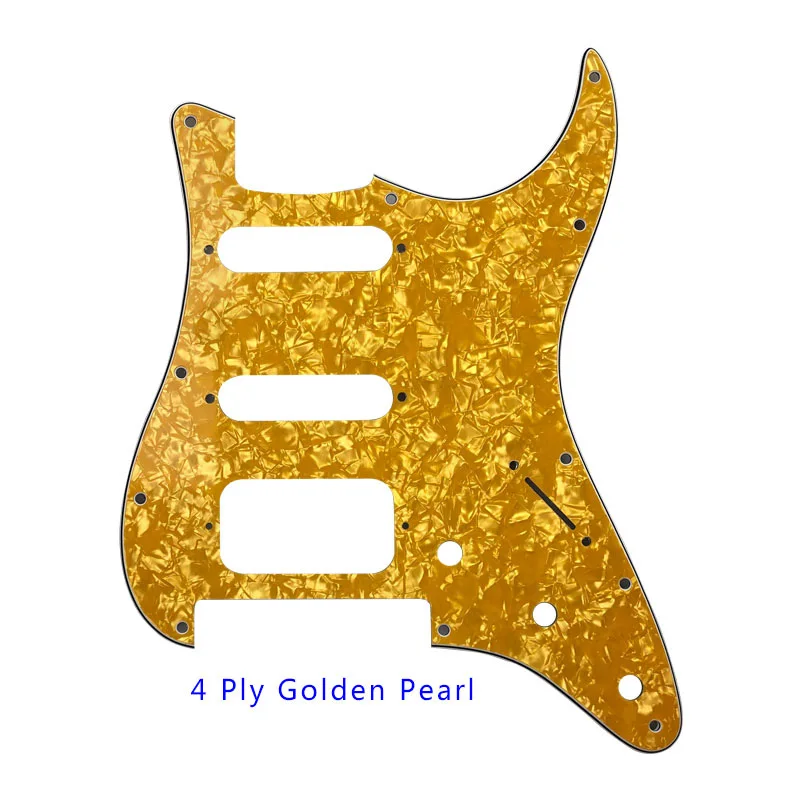 Musiclily Pro 11-Hole HSS Pickguard For Stratocaster - 4-Ply Purple Pearl Humbucker Mount