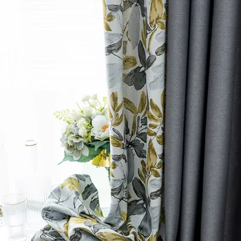

Jacquard Double-Sided Linen Color Matching Curtain Earl Ni Nordic Simple Full Shading Curtains for Bedroom Living Room Curtains
