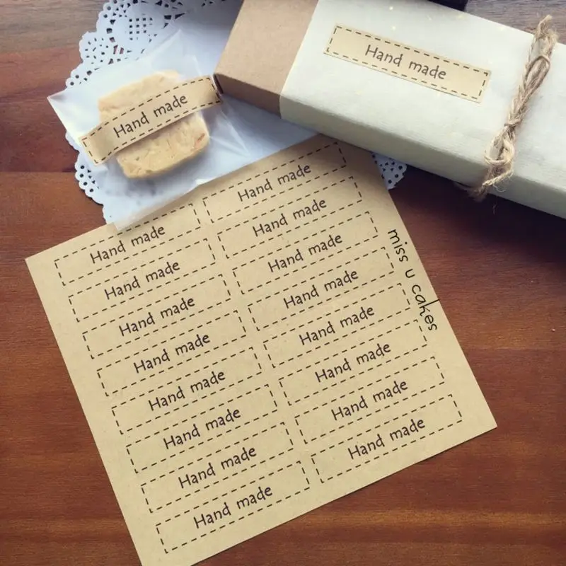 

320 pcs / 20 pcs papers Flower Cloud Long Square Brown Color Handmade Seal Sticker For Jewelry Making Diy Gift Accessories