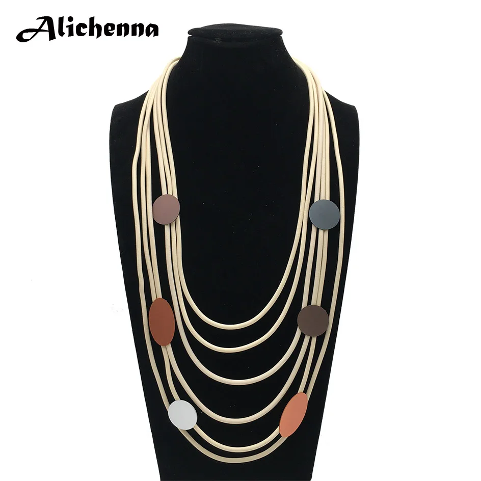 Ожерелье женское из круглого алюминиевого листа аксессуар ручной работы в стиле