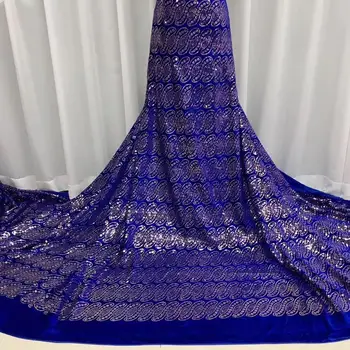 

2020 New Arrived Velvet Tulle fabric lace Purple Sequins Velvet lace fabrics with Stones For Wedding Bridal Dress