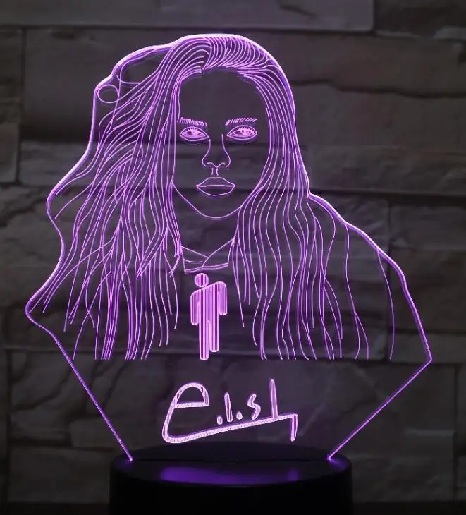XXXTentacion MJ Billie Eilish Johnny Hallyday 3D лампа Иллюзия светодиодный USB сенсорный RGB 7 цветов Фредди Меркьюри певец подарки другу - Испускаемый цвет: Model 2