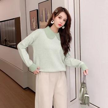 

Women's Sweater Striped Women Long Sleeve Pullover Sweaters Plus Size Christmas Sweater