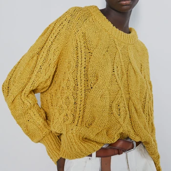 

Autumn casual solid color sweater female long-sleeved round neck sweater