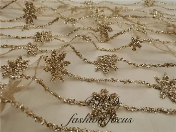 

Nigerian Lace Fabric 2019 High Quality Sequin Glitter Lace Fabric Gold Embroidered Tulle African Lace Fabric