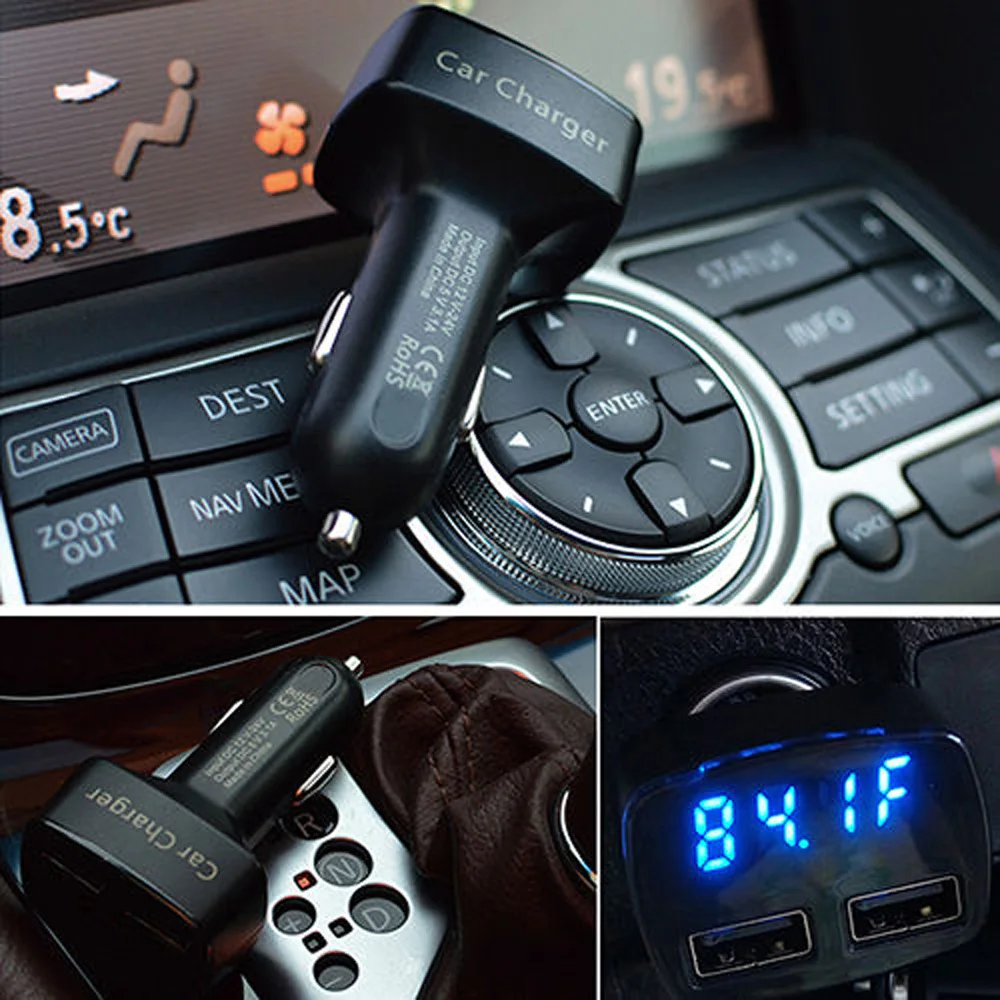 4 в 1 5 В/3.1A Универсальный 2 USB Автомобильное зарядное устройство ЖК-дисплей Температура Напряжение тока тестер переходник для iPhone samsung телефон зарядное устройство