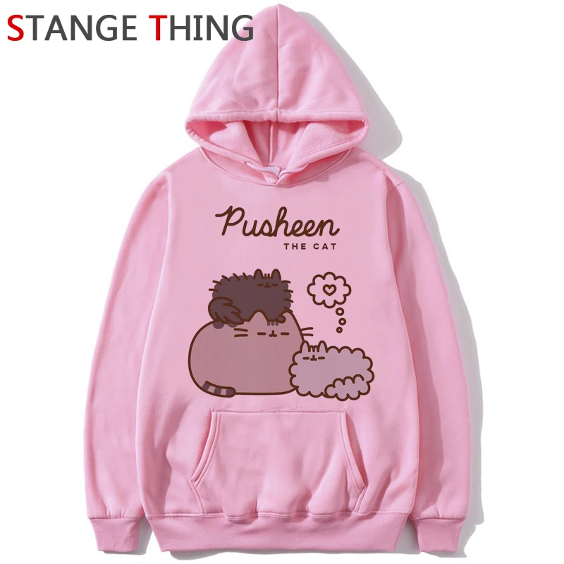 Толстовка женская с забавным рисунком кота Pusheen в стиле Харадзюку изображением