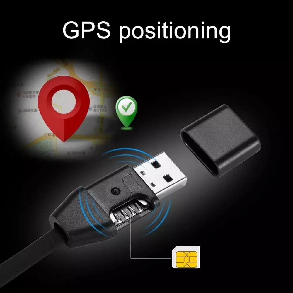 GPS Tracker USB Data Cable Multifunctional GPS Positioning Pickup Anti-lost Micro USB Cable Real Time Gsm Tracking Equipment mini gps tracker