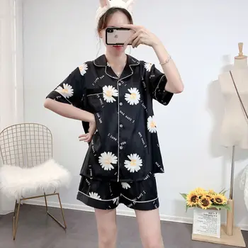 

Wmyqdlp Summer Cute Ice Silk Short Sleeve Shorts Ladies Home Sleeping Clothes