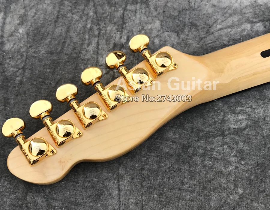 ACEPRO электрогитара с Spalted Maple top, коричневый цвет взрыва, 2 хамбакера звукосниматели, золото Гровер тюнеры, Абалон Точки инкрустация