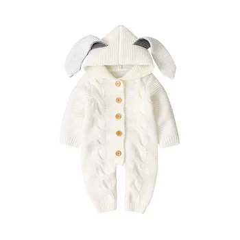 

New Long-sleeved Rompers for Babies Boys Unisex Overalls Autumn Winter Warm Knitted Boys Girls Overalls 0- 18M with Pockets