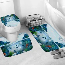 3 шт коврик для ванной ковер 3D Океанский подводный мир Противоскользящий туалетный узор фланелевый чехол для унитаза