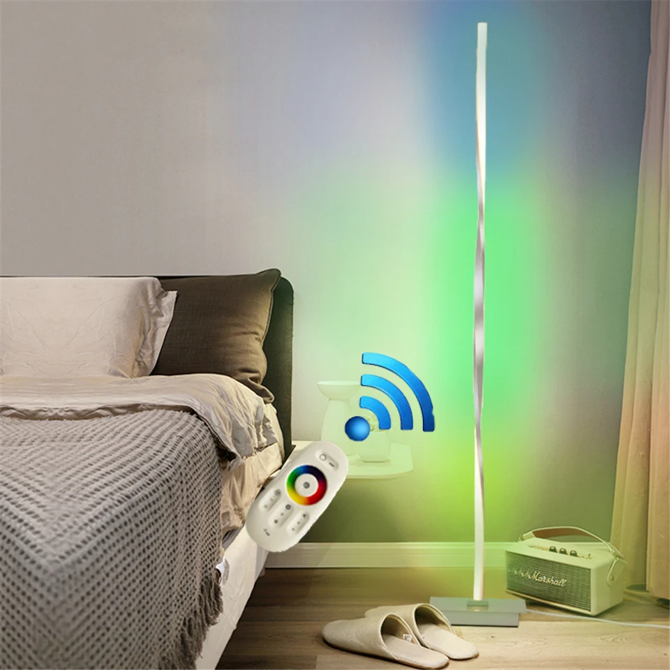 Высота 48 дюймов RGB торшер черный серебряный угловой Lamparas De Pie Para Sala imperna