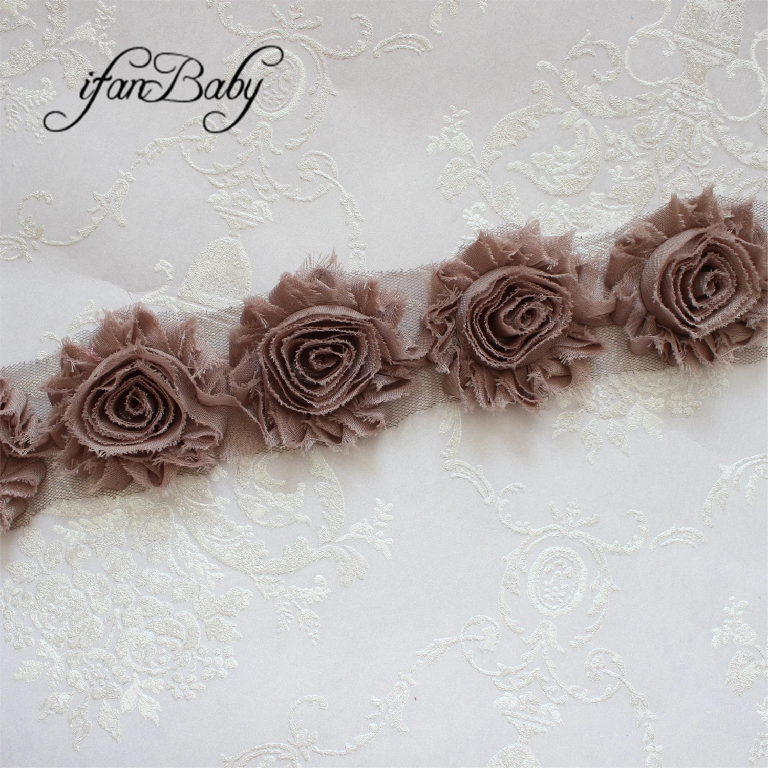 Haarschmuck aus Stoff, Chiffon, Rosenblüten, 2,5 Zoll, schäbige, ausgefranste Blumen – Detail 26