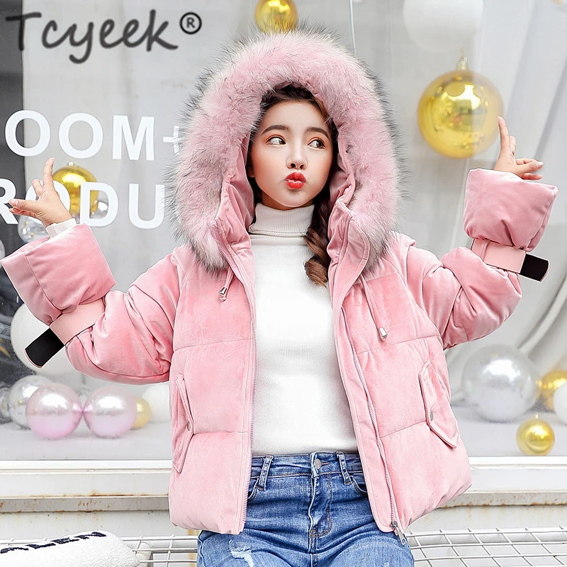 Tcyeek зимняя куртка женская мода Parkas Mujer корейская мягкая теплая Женская куртка+ большой мех с капюшоном дамское пальто Hiver 606