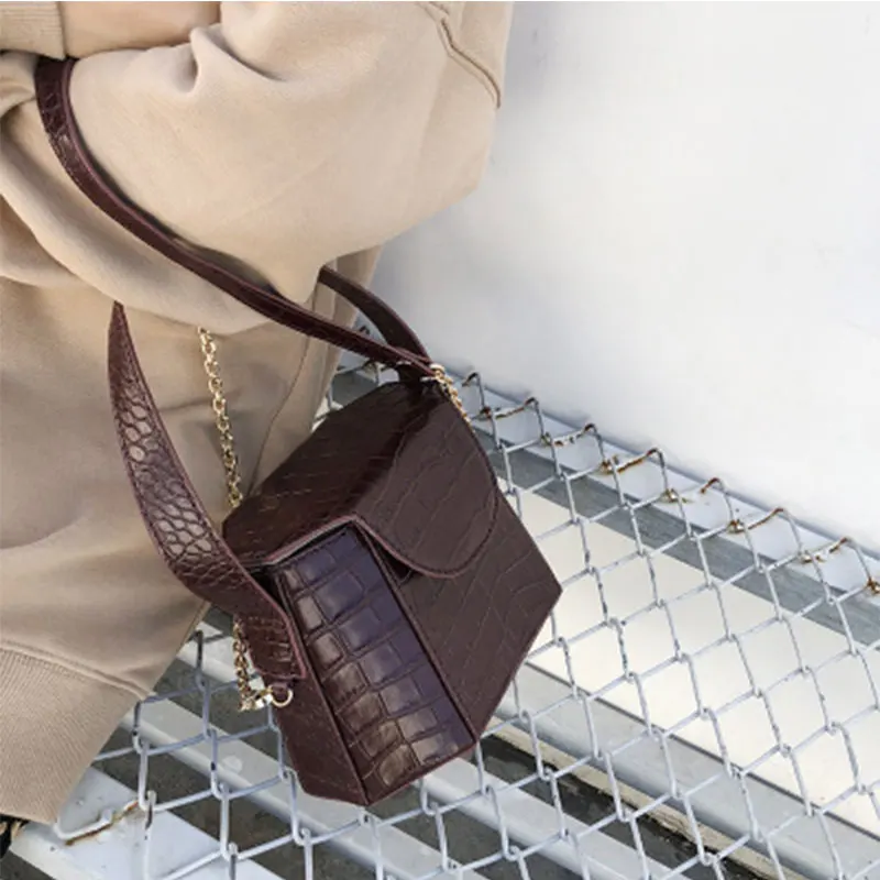 

Fashion Alligator Messenger Bags For Women Casual Square Box Shoulder Bags Ladies Simple Chain Crossbody Bag Vintage Handbags