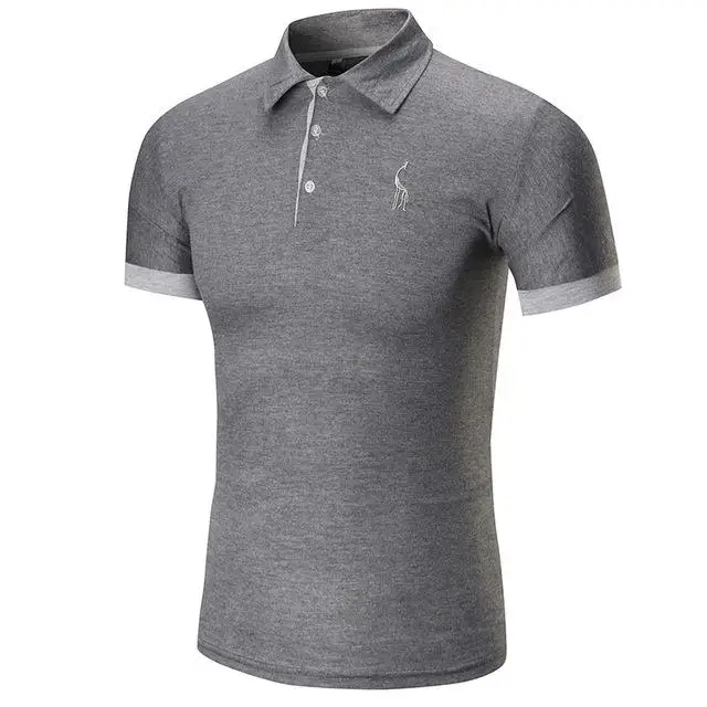 Gray Вышитая Однотонная рубашка поло Eden Park Homme, Мужская Повседневная рубашка поло из крокодиловой кожи с отворотом и коротким рукавом, большой размер 5XL; YA231 - Color: Gray