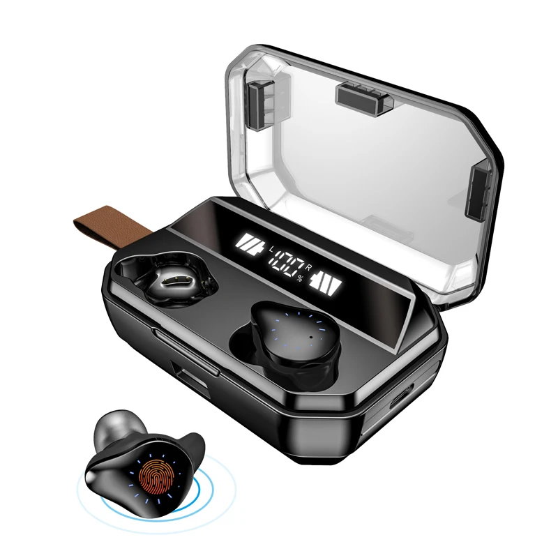 BLACKX12 8000 мАч Bluetooth светодиодный дисплей IPX7 наушники в ухо телефоны Гарнитура Спорт стерео беспроводные наушники для телефона HD телефонный звонок X12 - Цвет: BLACKX12