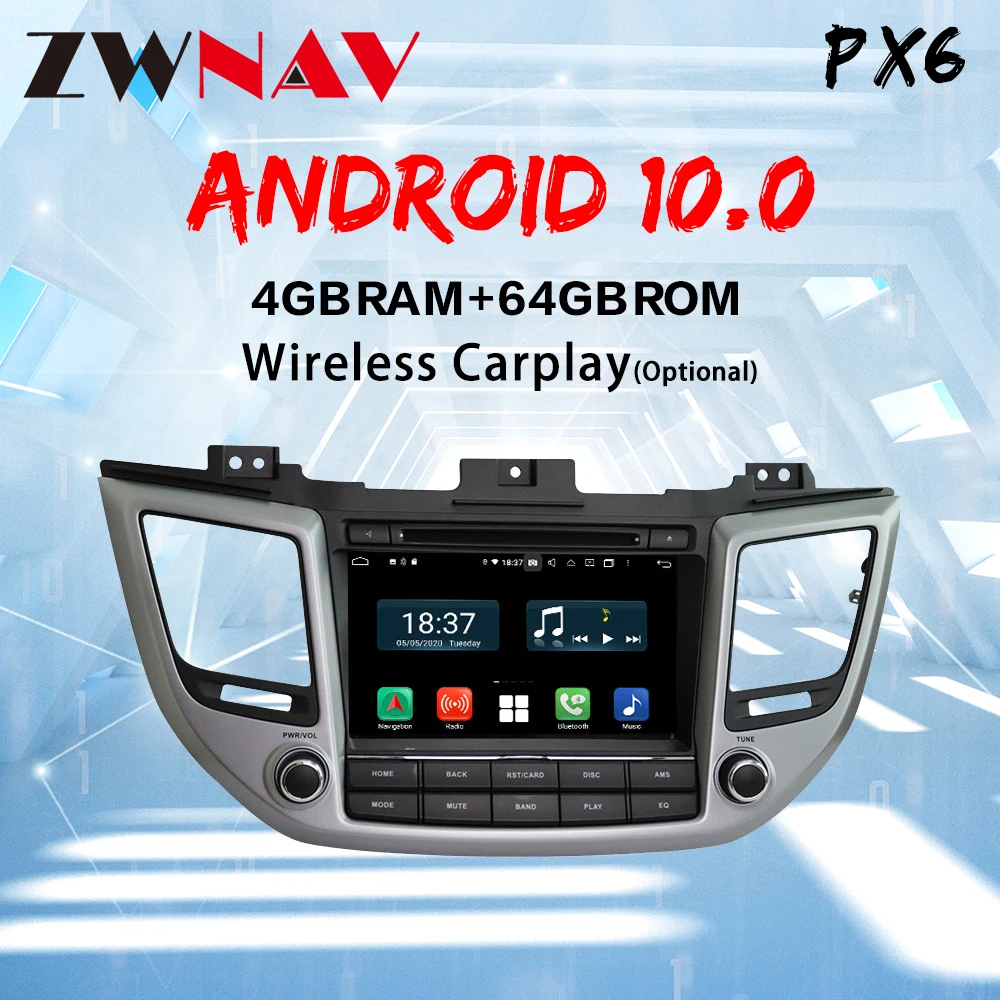 

ZWNAV Car Player Android 10 For Hyundai Tucson IX35 2014 - 2018 Auto Radio GPS Navigation DSP Autostereo Multimedia 2 Din PX6