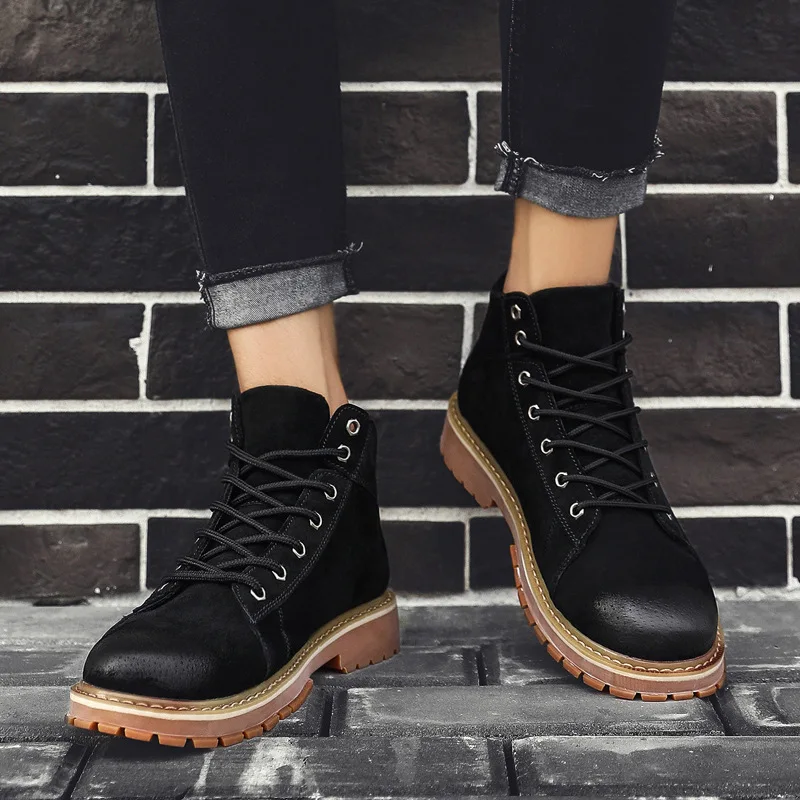 

Martin Boots Men's Retro England Versatile Black Shoe Casual Hight-top Worker Boot Men Online Celebrity Trendy Shoes Hight-top S