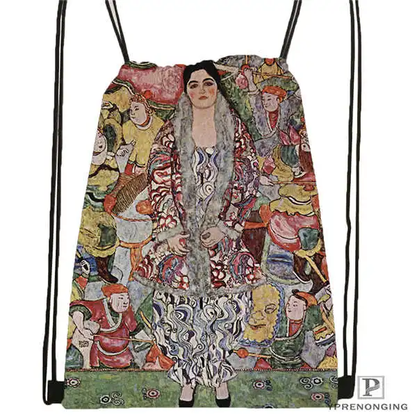 Custom Gustav Klimt походная сумка на шнурке милый рюкзак для детей(черная спинка) 31x40 см#180531-03-15 - Цвет: Drawstring Backpack