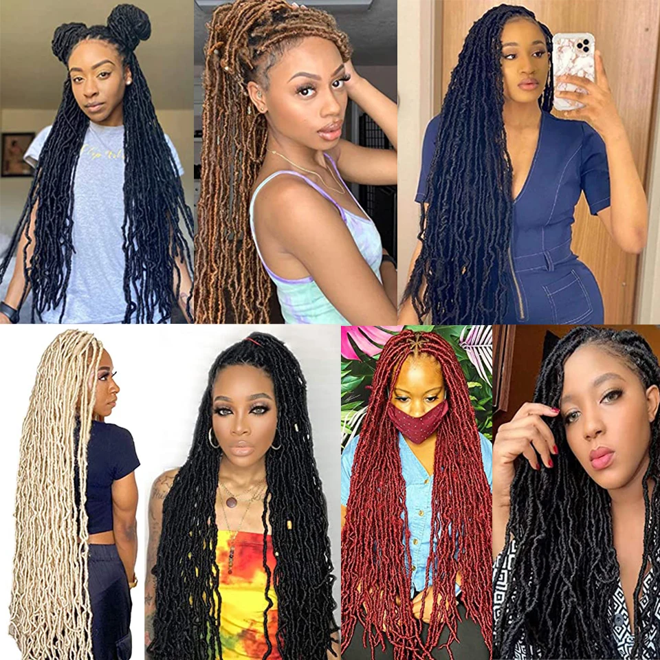 polegada novo faux locs crochê cabelo pacotes deusa faux locs crochê tranças macio locs sintético trança de cabelo