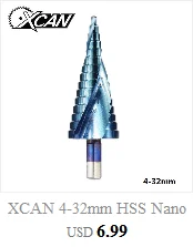 XCAN, 3 шт., 3-12 мм, 4-12 мм, 4-20 мм, HSS, прямые пазы, шаг, набор сверл, титановое покрытие, дерево, металл, дырокол, набор сверл