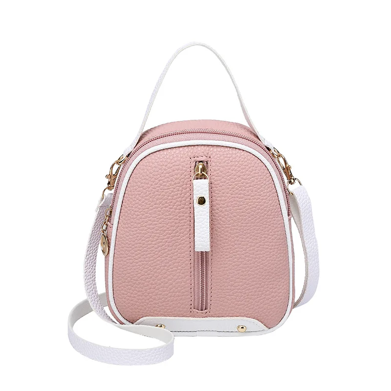 

Sheng chuang Beauty 2019 Autumn Shoulder Cross-body Hand Contrast Color Zipper Binding Tape Women's Shoulder Mini Backpack Bag