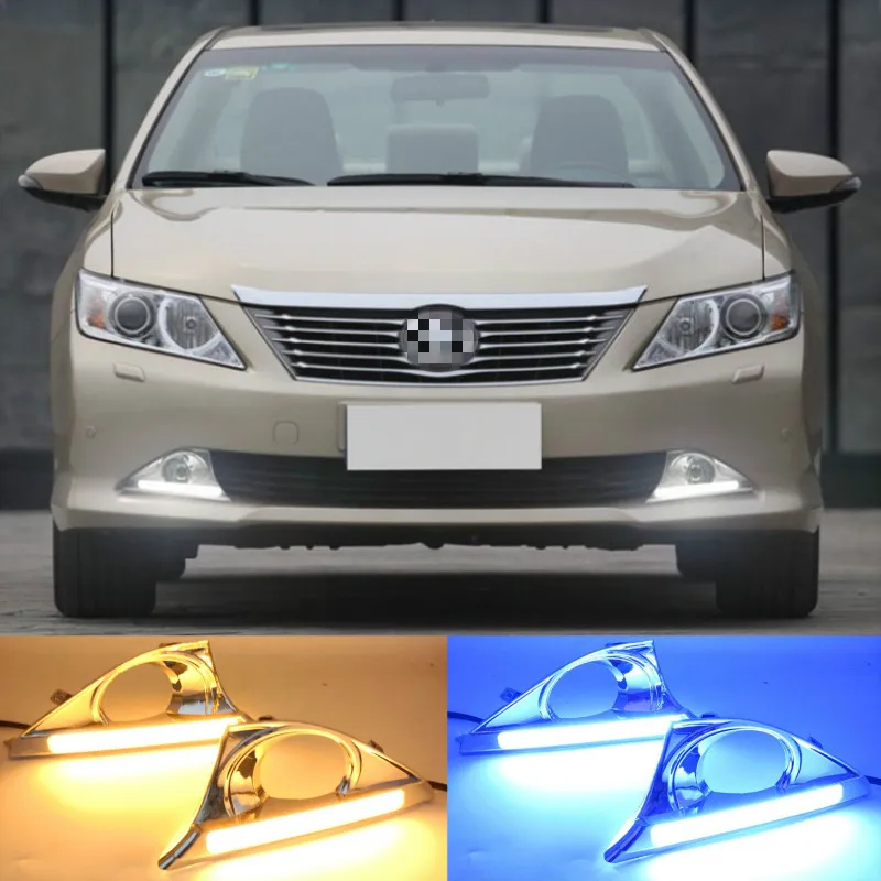 

2 шт. DRL для Toyota Camry 2012 2013 2014 дневные ходовые огни Противотуманные фары крышка с желтым сигналом поворота дневной свет