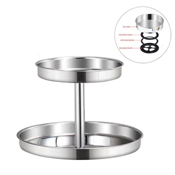

Multifunction Bathroom Seasoning Holder Stainless Steel 2 Tier Space Saving Heavy Duty Rotating Spice Rack For Cabinets