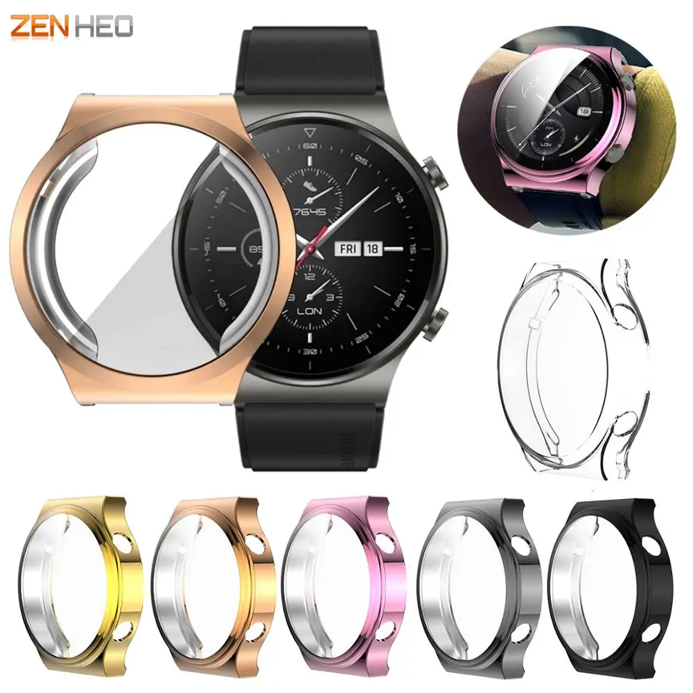 

Plating TPU Protective Case For Huawei Watch GT2 Pro Full Screen Protector Shell Frame Cover Huawei Watch GT 2 Pro